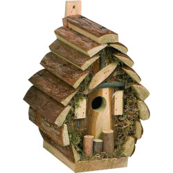 AP-108421 animallparadise Casa de pájaros CORTESA RONDO, 18 x 14,5 x 24 cm, madera natural. Casa de pájaros