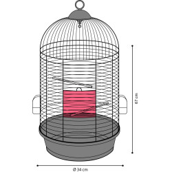 animallparadise One SANNA II parakeet cage, black ø 34 x 67 cm. Bird cages