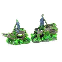 animallparadise Moza, wreck in 2 pieces, size 43 x 11 x 21 cm, Aquarium decoration. Decoration and other