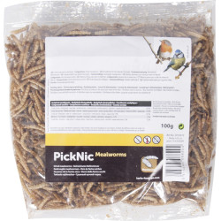 AP-2010012 animallparadise Gusanos de harina secos PickNick . Bolsa de 100 gr. para pájaros. alimento para insectos