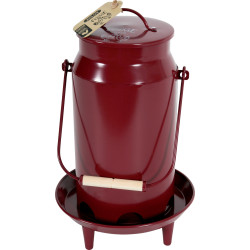 Alimentador de balde de brocado metálico. ø 24 x 39 cm. cor granada. para quintal. AP-175640 Mangeoire