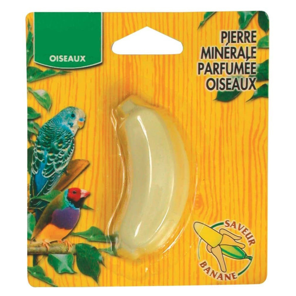 Pedra mineral perfumada a banana 21 g. para aves AP-ZO-142200 Suplemento alimentar