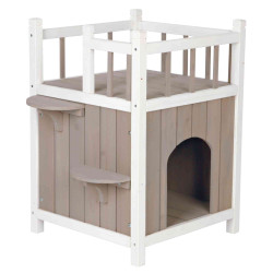 animallparadise House with balcony for cats 45 x 65 x 45 cm for outdoor or indoor use Bedding