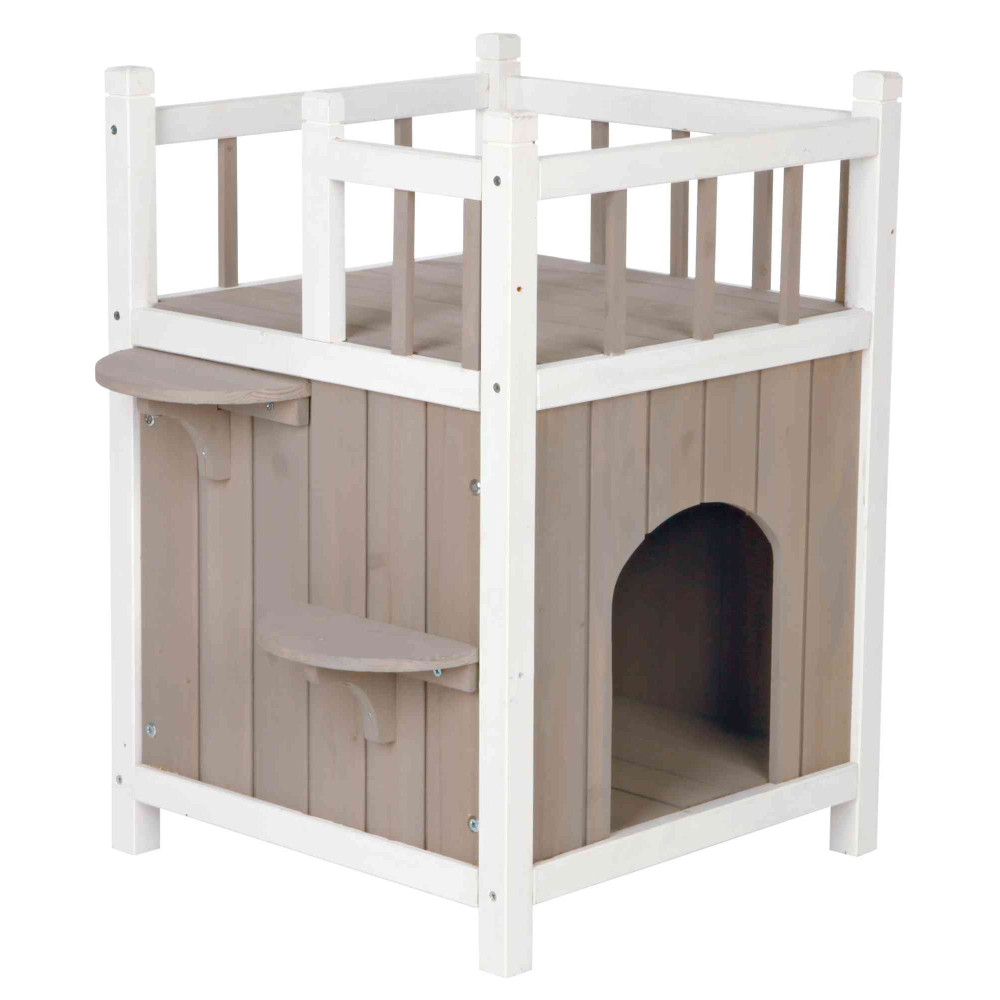 animallparadise House with balcony for cats 45 x 65 x 45 cm for outdoor or indoor use Sleeping