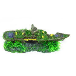 moza onderzees wrak, afmeting: 23 x 7 x 12 cm, Aquarium decoratie. animallparadise AP-FL-410154 Bateau