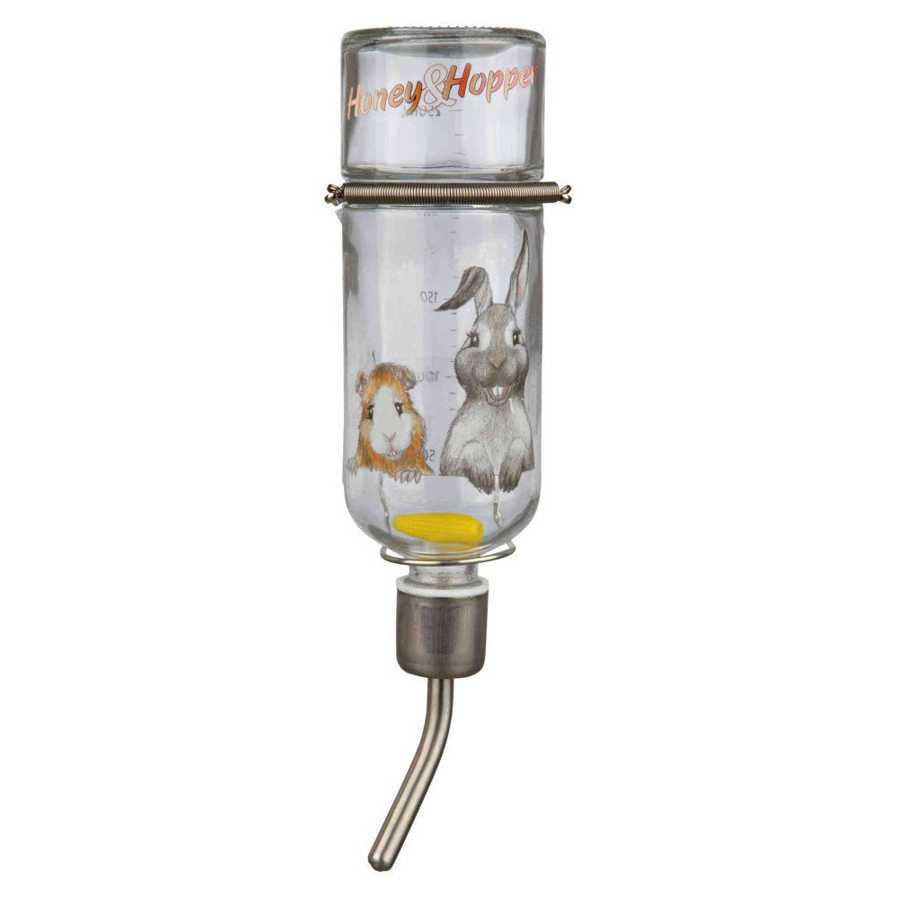 animallparadise Glass bottle, Honey & Hopper. 250 ml. for rodents. chinchillas, rabbits. Baby bottle