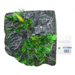Hoekdecoratie, rots + plant, 23 x 22 x 8,5 cm, aquarium. animallparadise AP-FL-410350 Roché pierre