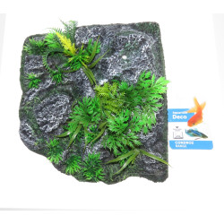 Hoekdecoratie, rots + plant, 23 x 22 x 8,5 cm, aquarium. animallparadise AP-FL-410350 Roché pierre