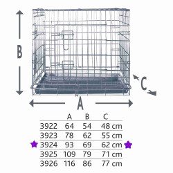 AP-TR-3924 animallparadise Una caja metálica para perros de 93 x 69 x 62 cm. Perrera en casa. Jaulas