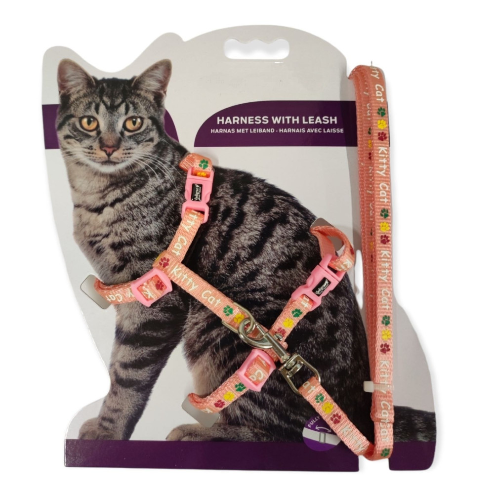 animallparadise Harness with leash 1.20m, KITTY CAT pink, for kitten. Harness