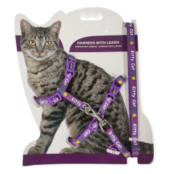 animallparadise Harness with leash 1.20m, KITTY, purple, for kitten. Harness
