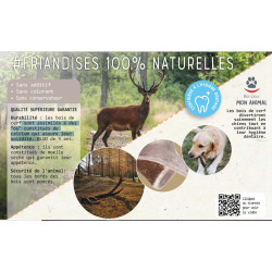 animallparadise Bois de Cerf Tranché Easy, environ 15 cm, pour chien - de 10 kg. Friandise chien