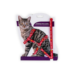 KITTY CAT czerwone szelki z linką, 1,20m, dla kociąt. AP-VA-16594 animallparadise