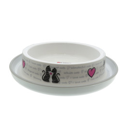 animallparadise White bowl cats in love 210 ml for cat Bowl, bowl