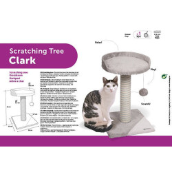 animallparadise Arbre a chat Clark, 30 x 30 x Hauteur 45 cm, couleur gris Arbre a chat