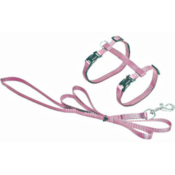 animallparadise Harness and leash of 1.10 meter, light pink color, for cat. Harness