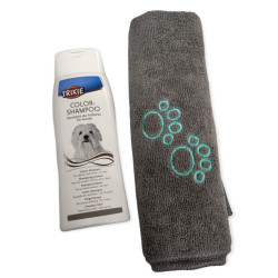 Shampoo 250ml, speciaal voor witte haren en microvezel handdoek voor honden. animallparadise AP-TR-2914-2350 Shampoo