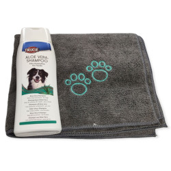 animallparadise Shampoing à l'aloé Vera 250ml et serviette en microfibre, pour chien Shampoing