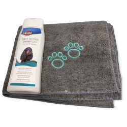 Shampoo 250 ml, 2 in 1 en microvezel handdoek, voor honden. animallparadise AP-TR-29197-2350 Shampoo