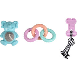 animallparadise set of 3 toys for puppies. LOEKIE. TPR Puppy. Chew toys for dogs