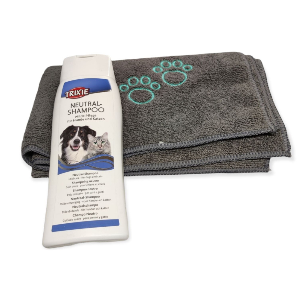animallparadise Shampoing neutre 250 ml plus serviette en microfibre pour chien et chat Shampoing