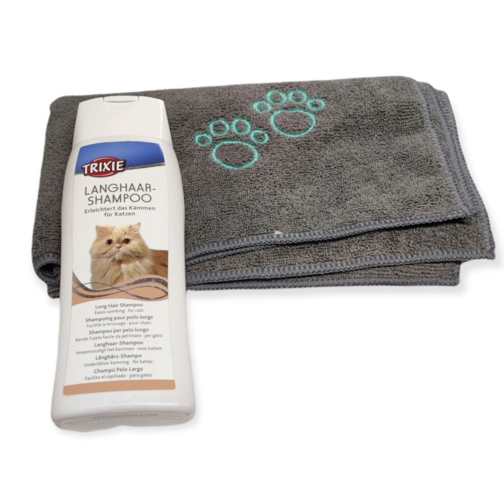 Shampoo voor langharige katten 250 ML en microvezel handdoek. animallparadise AP-TR-29191-2350 Kattenshampoo
