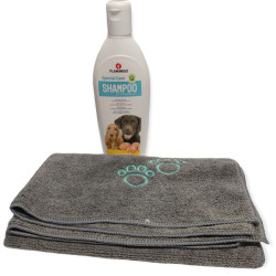 animallparadise Shampoing aux œufs 300 ml avec une serviette en microfibre pour chien Shampoing