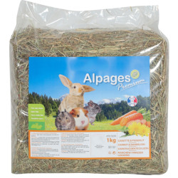 AP-ZO-212113 animallparadise Heno alpino, zanahoria y diente de león, 1 kg, para roedores. Heno para roedores