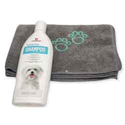 animallparadise 300 ml di shampoo bianco per cani e un asciugamano in microfibra. AP-FL-507035-2350 Shampoo