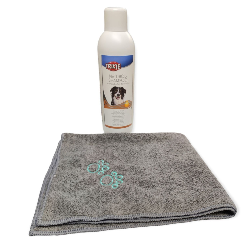 AP-TR-2910-2350 animallparadise Champú de aceite natural, 1L y toalla de microfibra para perros Champú