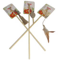 3 bamboe vishengels, Matatabi speelgoed, karton en rotan, voor katten animallparadise AP-ZO-580780-775-767 Vishengels en veren
