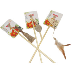 animallparadise 3 bamboo fishing rods, Matatabi toy, cardboard and rattan, for cats Fishing rods and feathers