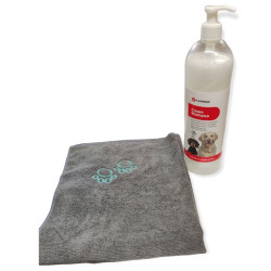 Olijfolie crème shampoo 1L met 1 microvezel handdoek voor hond animallparadise AP-FL-1030844-2350 Shampoo