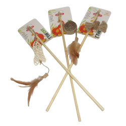 animallparadise 3 bamboo fishing rods, rattan toy, Matatabi and cardboard, for cats Fishing rods and feathers