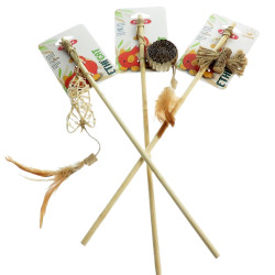 animallparadise 3 bamboo fishing rods, rattan toy, Matatabi and cardboard, for cats Fishing rods and feathers