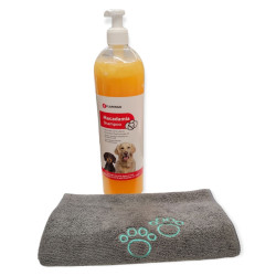 animallparadise Shampoing 1L Macadamia avec serviette en microfibre pour chien Shampoing