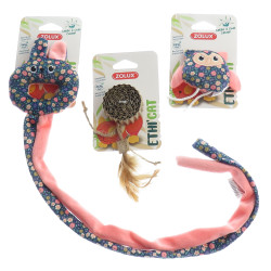 animallparadise 3 toys, owl, cardboard disc and fabric door toy flower, for cat Games with catnip, Valerian, Matatabi