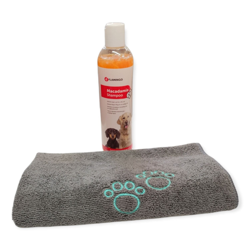 animallparadise Shampoing 300 ml macadamia et serviette en microfibre pour chien Shampoing