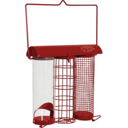 animallparadise Red trio bird feeder. 20 x 9 x height 22.5 cm, for birds Outdoor bird feeders
