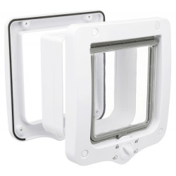 animallparadise Cat flap 4 positions with tunnel 20 × 22 cm outside. white. for cat. Cat flap