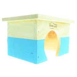 animallparadise Maison en bois rectangulaire, bleu, 18 x 14 x 11 cm pour rongeur Accessoire de cage
