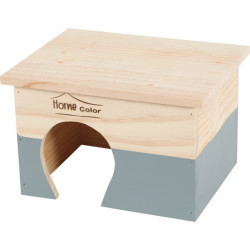 animallparadise Rectangular wooden house, grey, 23.5 x 18 x 15 cm for rodents Cage accessory