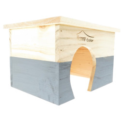 animallparadise Rectangular wooden house, grey, 23.5 x 18 x 15 cm for rodents Cage accessory