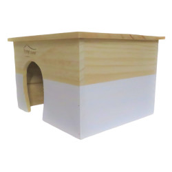 animallparadise Maison en bois rectangulaire, blanche, 28 x 23 x 17 cm pour rongeur Accessoire de cage