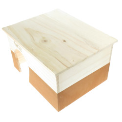 animallparadise Maison en bois rectangulaire, caramel, 35 x 27.5 x 20 cm pour rongeur Accessoire de cage
