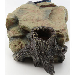 animallparadise Steinplatte mit Baumstumpf 25 cm, Aquarium AP-TR-8847 Dekoration und anderes