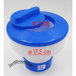 jardiboutique Grande distributore di cloro o bromo galleggiante in plastica 17,5 CM per rullo JB-SDCHLGA Diffusore
