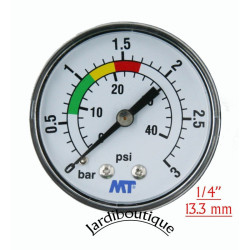 jardiboutique Manometer MT für Poolfilter, hintere Befestigung, hinterer Anschluss, 1/4-Zoll-Gewinde JB-MPISA50-030 Manometer