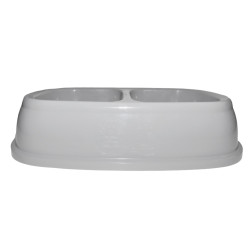 animallparadise Double bowl 2 x 400 ml, grey plastic, for dogs Bowl, double bowl