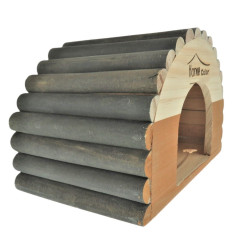 Casa de madeira meio redonda, caramelo, 21 x 14,5 x 15 cm para roedores AP-ZO-209765 Acessórios de gaiola